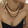 Wholesale Jewelry Light Luxury Natural Stone Tiger Eye Bead Necklace 316L Stainless Steel Geometric Electroplated Chain For Women