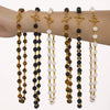 Wholesale Jewelry Light Luxury Natural Stone Tiger Eye Bead Necklace 316L Stainless Steel Geometric Electroplated Chain For Women