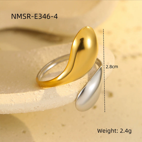 Wholesale Jewelry Light Luxury Retro Stainless Steel Electroplated Women's Geometric Bracelet And Ring Collection