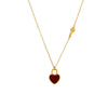 Wholesale Jewelry Light Luxury Romantic Titanium Steel Heart Shape Agate Inlay Necklace