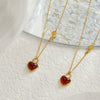 Wholesale Jewelry Light Luxury Romantic Titanium Steel Heart Shape Agate Inlay Necklace