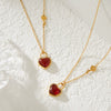 Wholesale Jewelry Light Luxury Romantic Titanium Steel Heart Shape Agate Inlay Necklace