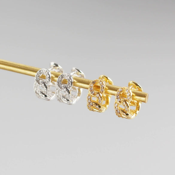 Wholesale Jewelry Light Luxury S925 Sterling Silver Geometric Chain Diamondembedded Earrings