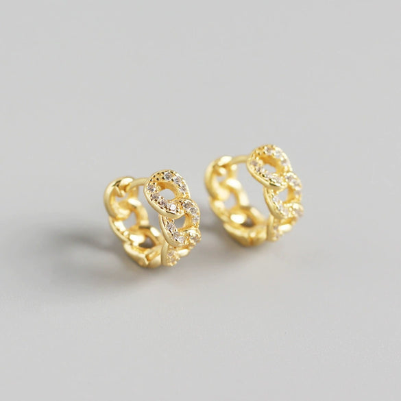 Wholesale Jewelry Light Luxury S925 Sterling Silver Geometric Chain Diamondembedded Earrings