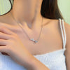 Wholesale Jewelry Light Luxury Simple Geometric Love Smart Necklace Women's Titanium Steel And Copper Collarbone Chain Set With Diamonds