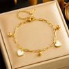 Wholesale Jewelry Light Luxury Simple Gold Plated Stainless Steel Heart Shape Pendant Chain Bracelet For Women