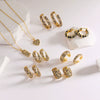 Wholesale Jewelry Light Luxury Snake Pattern Copper Zirconia Earrings Necklaces And Rings