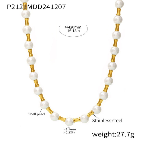 Wholesale Jewelry Light Luxury Stainless Steel Geometric Tiger Eye Beads Clavicle Necklace With Electroplating