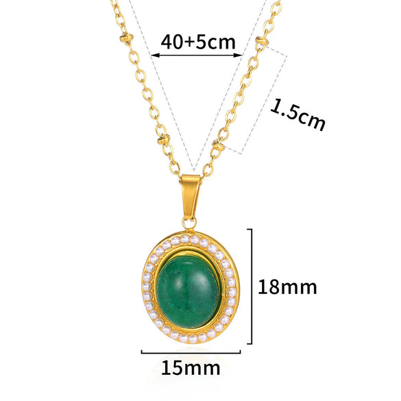 Wholesale Jewelry Light Luxury Stainless Steel Imitation Pearl Love Pendant Electroplated Necklace