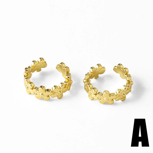 Wholesale Jewelry Light Luxury Style Copper Electroplated Cut Out Cshaped Nonpiercing Ear Frame Earrings