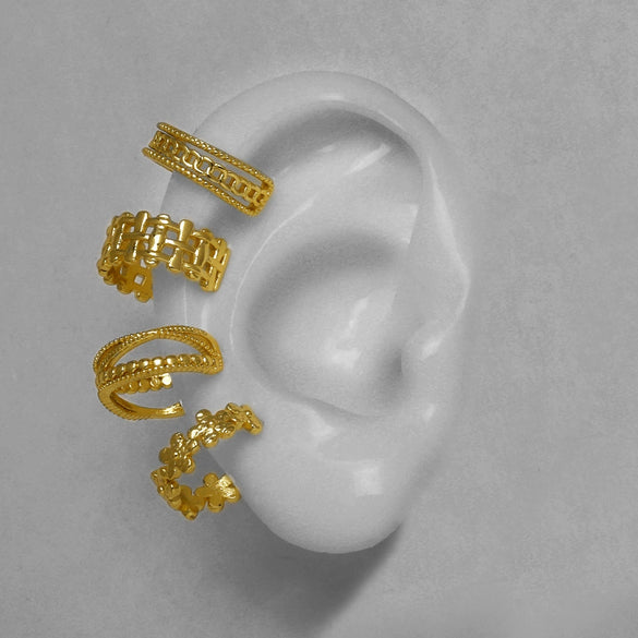 Wholesale Jewelry Light Luxury Style Copper Electroplated Cut Out Cshaped Nonpiercing Ear Frame Earrings