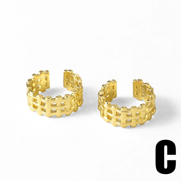 Wholesale Jewelry Light Luxury Style Copper Electroplated Cut Out Cshaped Nonpiercing Ear Frame Earrings