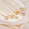 Wholesale Jewelry Light Luxury Style Copper Star Heart Bow Pendant Necklace With Mixed Gemstone Setting And O Word Chain Electroplating