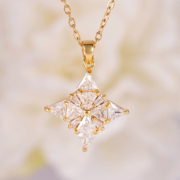Wholesale Jewelry Light Luxury Style Copper Star Heart Bow Pendant Necklace With Mixed Gemstone Setting And O Word Chain Electroplating
