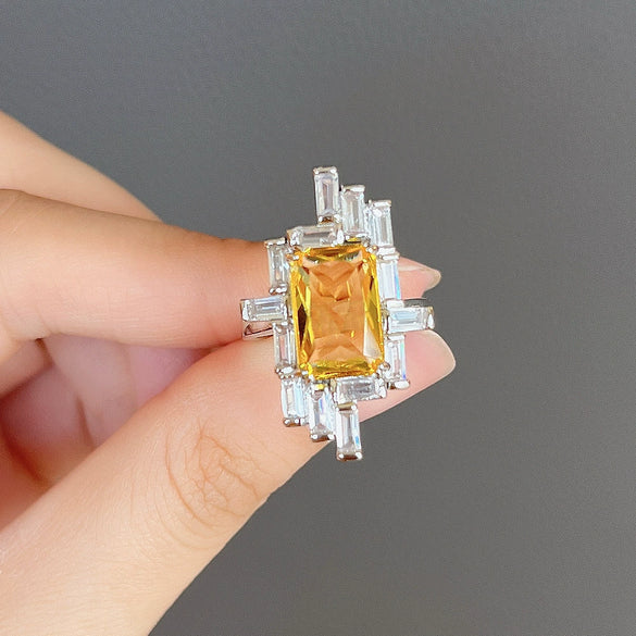 Wholesale Jewelry Light Luxury Style Copper Zircon Ring And Bracelet Set With Irregular Shape And Flower Pattern