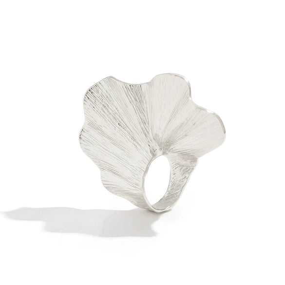 Wholesale Jewelry Light Luxury Style Geometric Alloy Irregular Three Dimensional Pleated Wide Ring With Electroplating