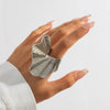 Wholesale Jewelry Light Luxury Style Geometric Alloy Irregular Three Dimensional Pleated Wide Ring With Electroplating