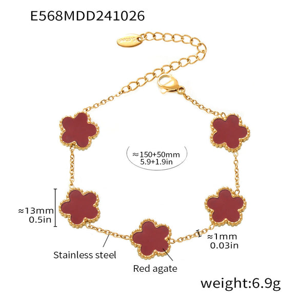 Wholesale Jewelry Light Luxury Style Geometric And Flower Pattern Stainless Steel Bracelet