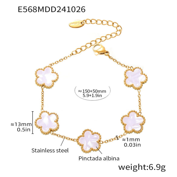 Wholesale Jewelry Light Luxury Style Geometric And Flower Pattern Stainless Steel Bracelet