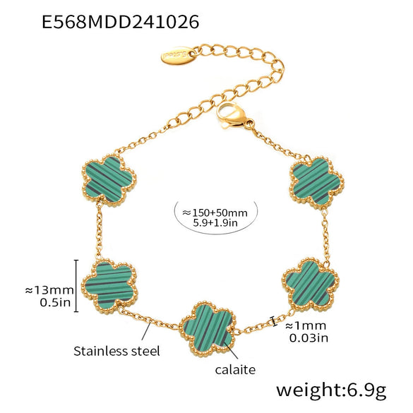 Wholesale Jewelry Light Luxury Style Geometric And Flower Pattern Stainless Steel Bracelet