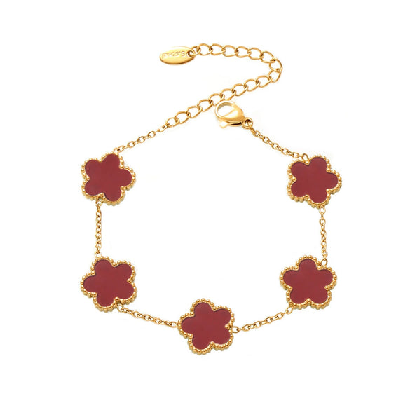 Wholesale Jewelry Light Luxury Style Geometric And Flower Pattern Stainless Steel Bracelet