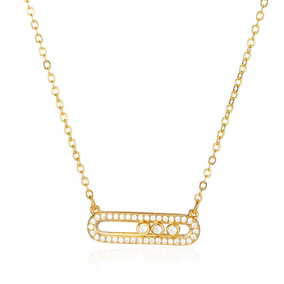 Wholesale Jewelry Light Luxury Style Geometric Copper Necklace With Diamond Design