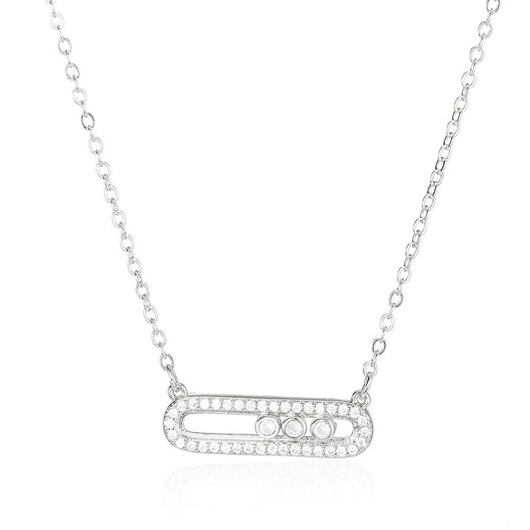 Wholesale Jewelry Light Luxury Style Geometric Copper Necklace With Diamond Design