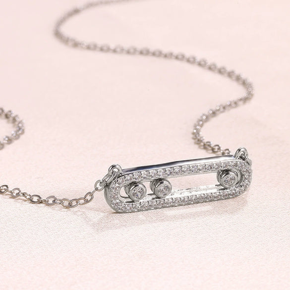 Wholesale Jewelry Light Luxury Style Geometric Copper Necklace With Diamond Design