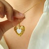 Wholesale Jewelry Light Luxury Style Geometric Peach Heart Pendant Necklace Titanium Steel Stainless Steel Ochain Real Gold Plated