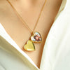 Wholesale Jewelry Light Luxury Style Geometric Peach Heart Pendant Necklace Titanium Steel Stainless Steel Ochain Real Gold Plated