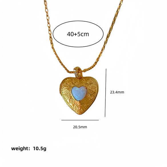 Wholesale Jewelry Light Luxury Style Geometric Peach Heart Pendant Necklace Titanium Steel Stainless Steel Ochain Real Gold Plated