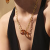 Wholesale Jewelry Light Luxury Style Geometric 316L Stainless Steel And 316L Stainless Steel Electroplated Pig Nose Oshaped Chain Clavicle Necklace For Women