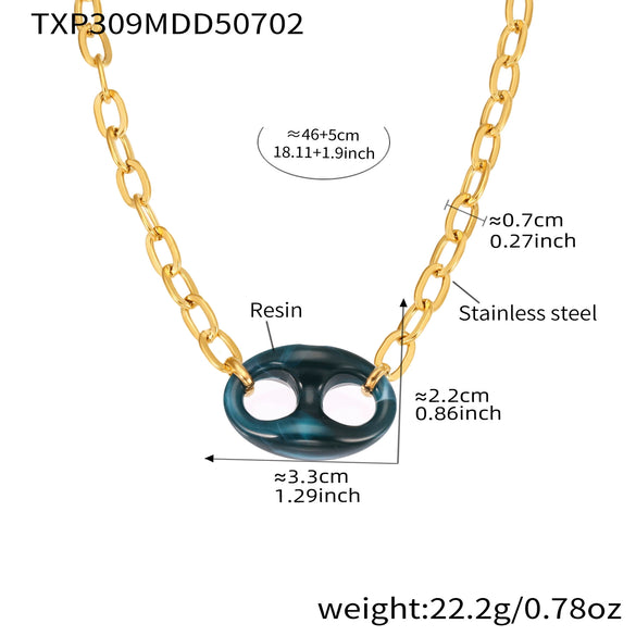 Wholesale Jewelry Light Luxury Style Geometric 316L Stainless Steel And 316L Stainless Steel Electroplated Pig Nose Oshaped Chain Clavicle Necklace For Women