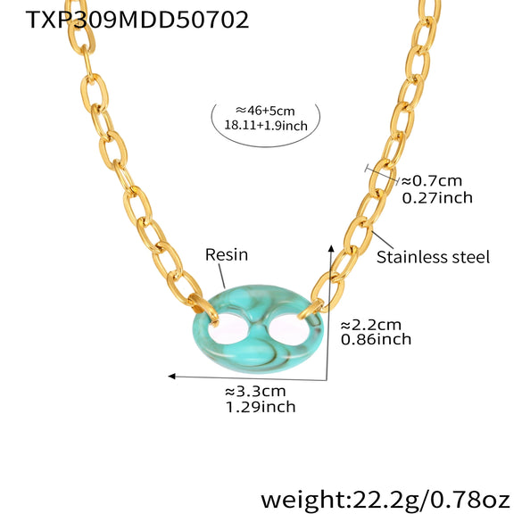 Wholesale Jewelry Light Luxury Style Geometric 316L Stainless Steel And 316L Stainless Steel Electroplated Pig Nose Oshaped Chain Clavicle Necklace For Women