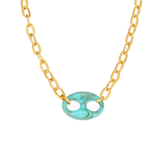 Wholesale Jewelry Light Luxury Style Geometric 316L Stainless Steel And 316L Stainless Steel Electroplated Pig Nose Oshaped Chain Clavicle Necklace For Women