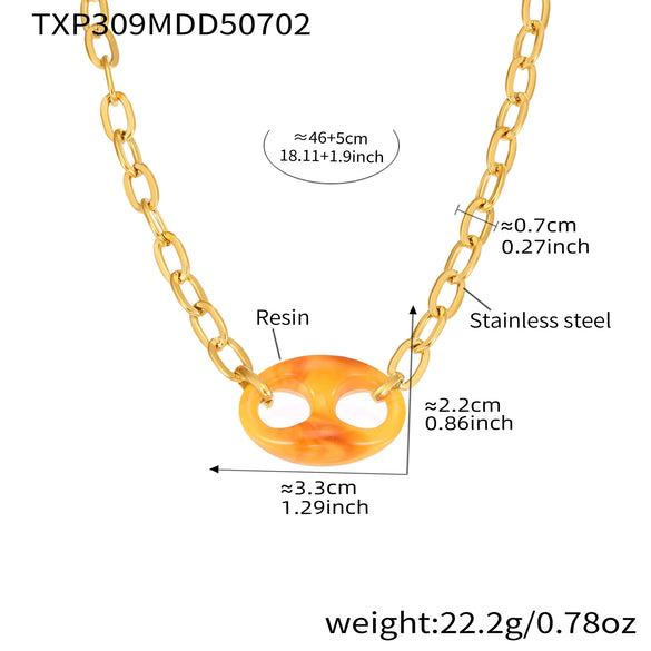 Wholesale Jewelry Light Luxury Style Geometric 316L Stainless Steel And 316L Stainless Steel Electroplated Pig Nose Oshaped Chain Clavicle Necklace For Women