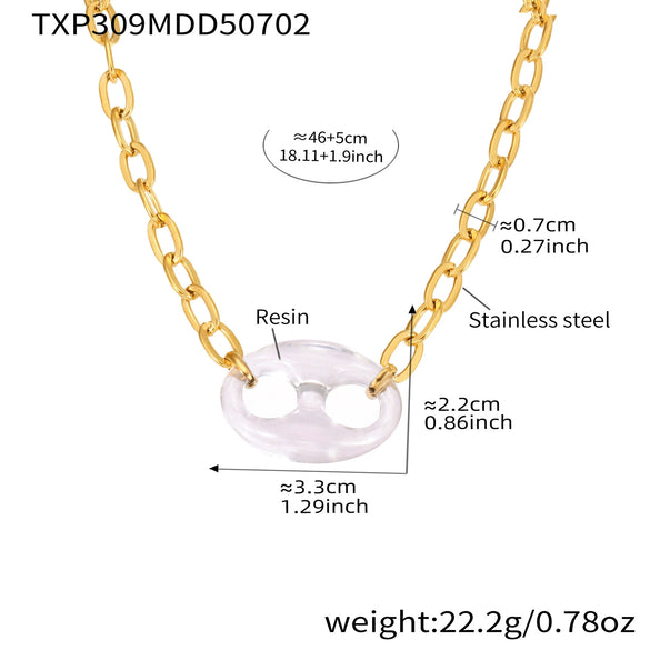 Wholesale Jewelry Light Luxury Style Geometric 316L Stainless Steel And 316L Stainless Steel Electroplated Pig Nose Oshaped Chain Clavicle Necklace For Women