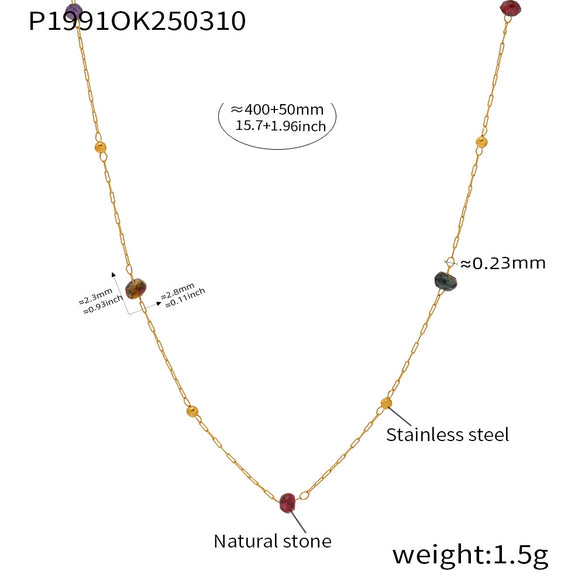 Wholesale Jewelry Light Luxury Style Geometric Titanium Steel Cross Handmade Beaded Necklace With Electroplating