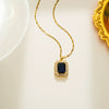 Wholesale Jewelry Light Luxury Style Geometric Titanium Steel Pendant Necklace With Diamond Design And Water Wave Chain