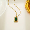 Wholesale Jewelry Light Luxury Style Geometric Titanium Steel Pendant Necklace With Diamond Design And Water Wave Chain