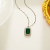 Wholesale Jewelry Light Luxury Style Geometric Titanium Steel Pendant Necklace With Diamond Design And Water Wave Chain