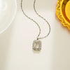 Wholesale Jewelry Light Luxury Style Geometric Titanium Steel Pendant Necklace With Diamond Design And Water Wave Chain