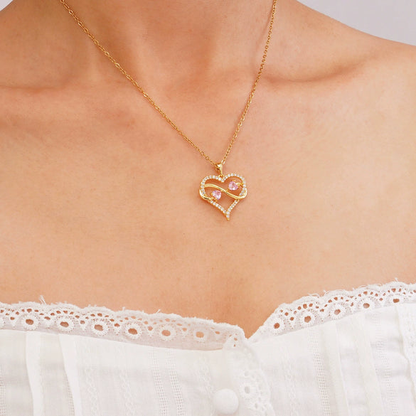 Wholesale Jewelry Light Luxury Style Heart Shape Copper Inlaid Zircon O Word Chain Women's Necklace