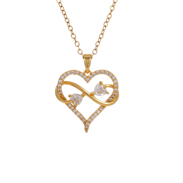Wholesale Jewelry Light Luxury Style Heart Shape Copper Inlaid Zircon O Word Chain Women's Necklace