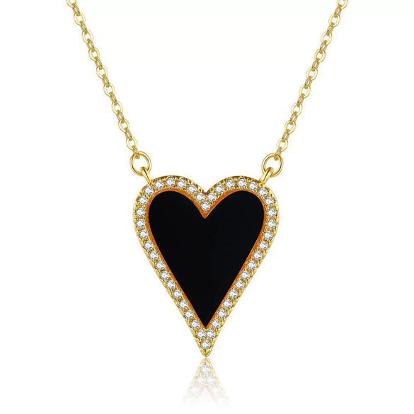 Wholesale Jewelry Light Luxury Style Heart Shaped Copper 18K Gold Plated Pendant Necklace For Women