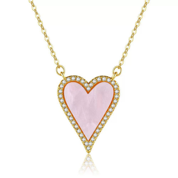 Wholesale Jewelry Light Luxury Style Heart Shaped Copper 18K Gold Plated Pendant Necklace For Women