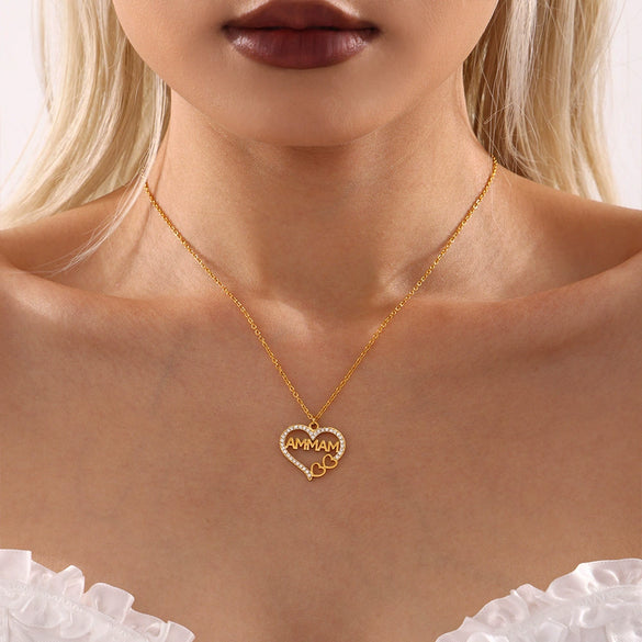 Wholesale Jewelry Light Luxury Style Love Water Drops Bell Shaped Titanium Steel Zircon Electroplated Clavicle Necklace Bracelet Set