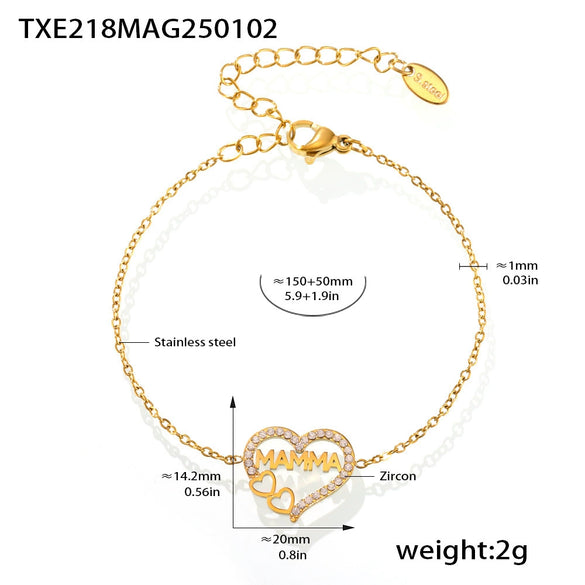 Wholesale Jewelry Light Luxury Style Love Water Drops Bell Shaped Titanium Steel Zircon Electroplated Clavicle Necklace Bracelet Set