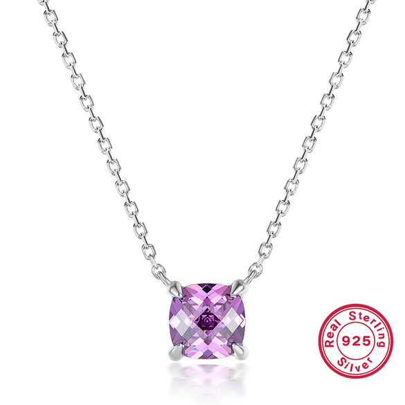 Wholesale Jewelry Light Luxury Style Square 925 Sterling Silver Zircon Inlaid Necklace Earrings