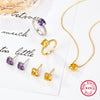 Wholesale Jewelry Light Luxury Style Square 925 Sterling Silver Zircon Inlaid Necklace Earrings